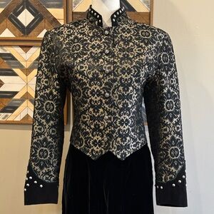 Vintage 80s Pioneer Wear Western Brocade Cropped Blazer Jacket size Medium